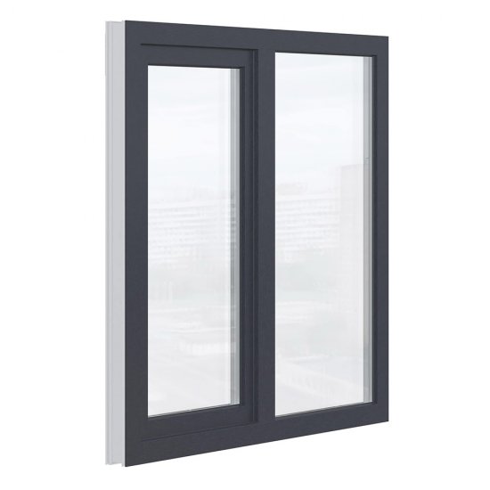Пластиковое окно VEKA WHS Halo 60 1160х1000 мм 2 створки левая глухая правая поворотно-откидная двухкамерное серое