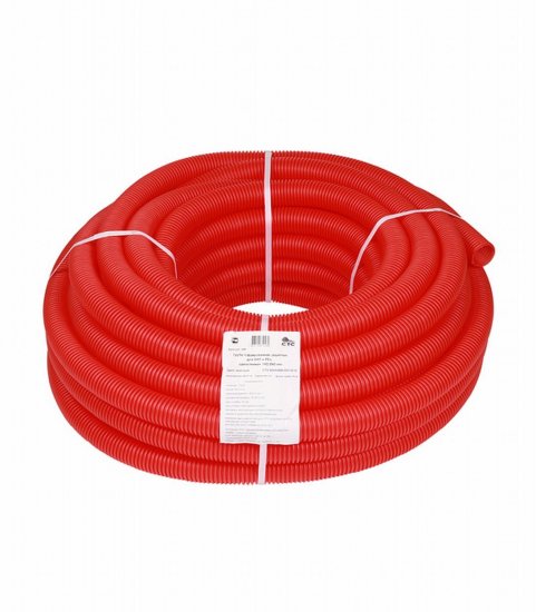 Труба гофрированная 40 мм СТС для металлопластиковых труб d26 мм красная (30 м)