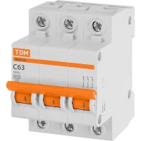 Автомат TDM ELECTRIC ВА47-63 3Р, 63 А, 4,5 кА, С