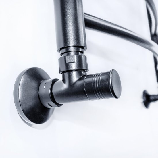 Вентиль с круглой ручкой для полотенцесушителя ЛД 1/2х3/4 черный матовый (2 шт.)