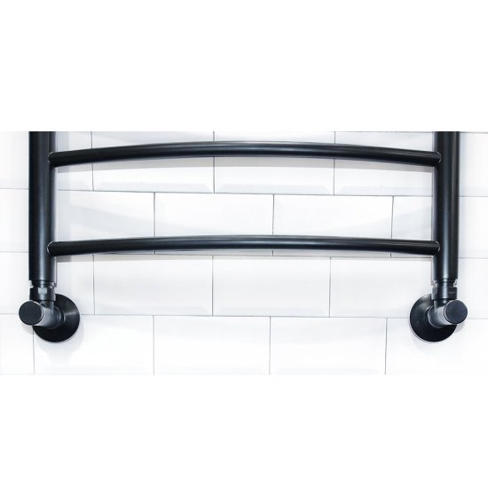 Вентиль с круглой ручкой для полотенцесушителя ЛД 1/2х3/4 черный матовый (2 шт.)