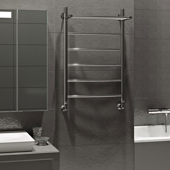 Полотенцесушитель водяной MyFrea MyLondon 800х500 мм лесенка с полкой хром