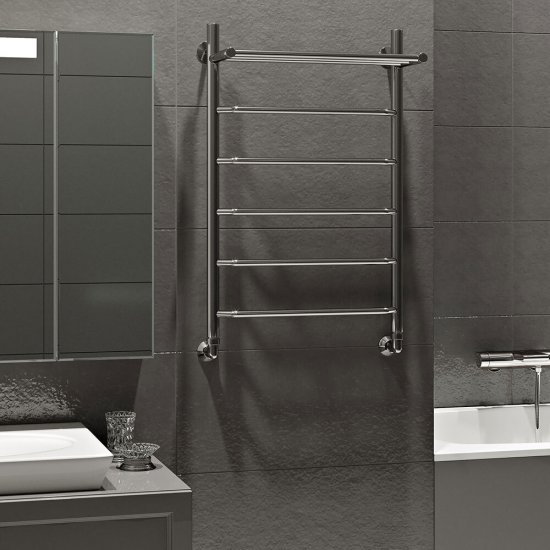 Полотенцесушитель водяной MyFrea MyParis 800х500 мм лесенка с полкой хром