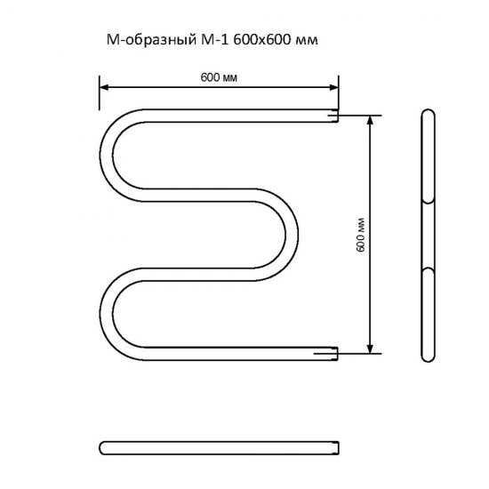 Полотенцесушитель водяной MyFrea М-1 600х600 мм м-образный хром