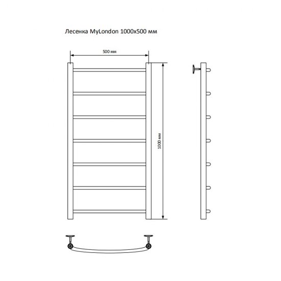 Полотенцесушитель водяной MyFrea MyLondon 1000х500 мм хром