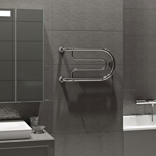 Полотенцесушитель водяной MyFrea 320х600 мм фокстрот с боковым подключением 320 мм с полкой хром