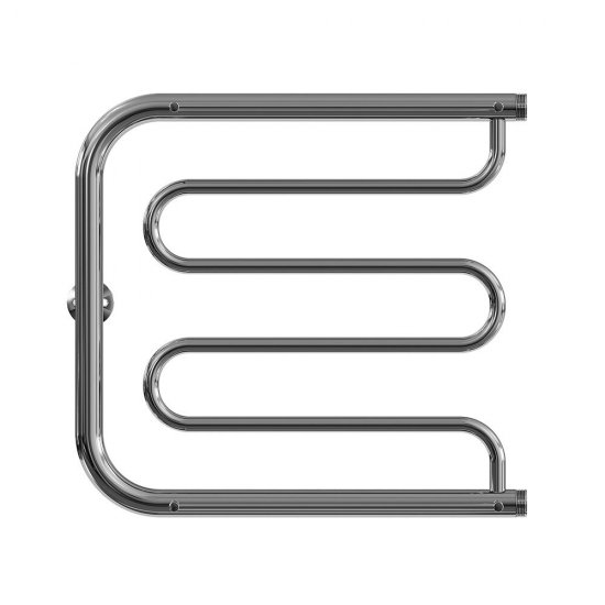 Полотенцесушитель водяной MyFrea 500х500 мм фокстрот с боковым подключением 500 мм с полкой хром