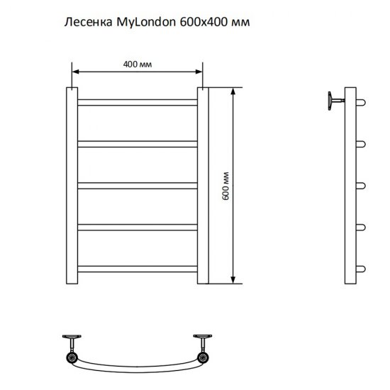 Полотенцесушитель водяной MyFrea MyLondon 600х400 мм хром
