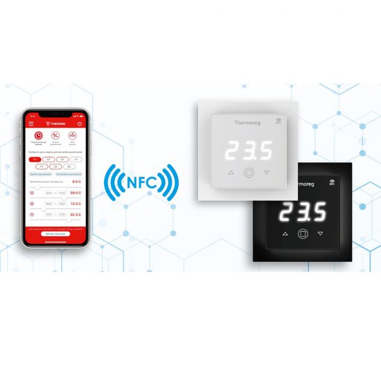 Терморегулятор электронный сенсорный для теплого пола Thermoreg TI-700 NFC черный с поддержкой NFC
