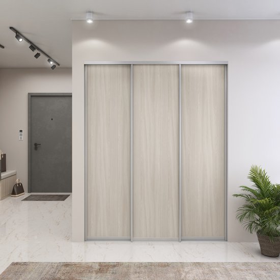 Дверь-купе 683x2252 мм ясень шимо светлый/серебро Elegant