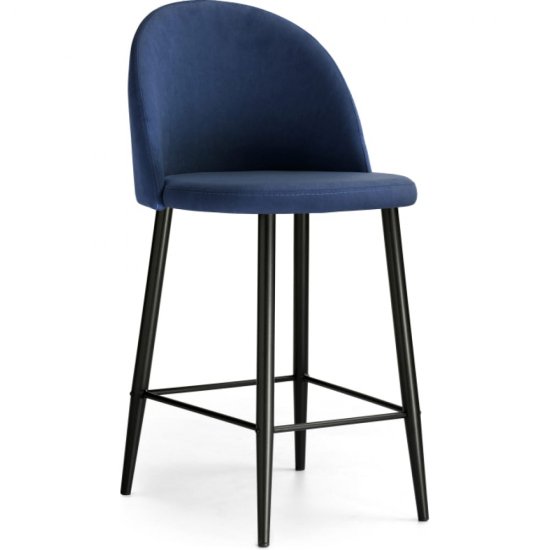 Барный стул Woodville Амизуре темно-синий, черный матовый