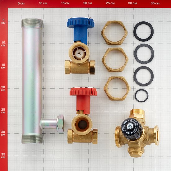 Насосная группа Stout 1 ВР(г) х 1 1/2 НР(ш) с термостатическим смесительным клапаном без насоса (SDG-0002-002501)