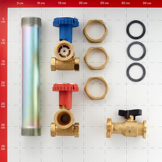 Насосная группа Stout 1 ВР(г) х 1 1/2 НР(ш) с прямым контуром в теплоизоляции без насоса (SDG-0001-002501)