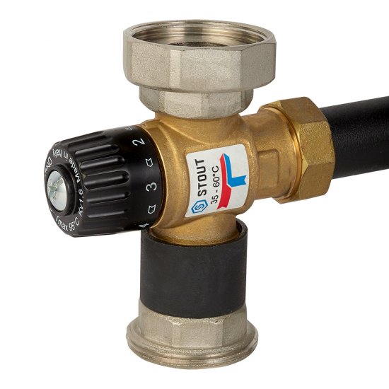 Насосная группа Rommer 1 ВР(г) х 1 1/4 НР(ш) с термостатическим смесительным клапаном без насоса (RDG-0002-012503)