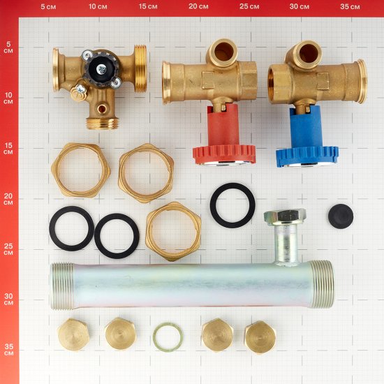 Насосная группа Stout 1 ВР(г) х 1 1/2 НР(ш) с трехходовым приводным смесителем без насоса (SDG-0003-002501)