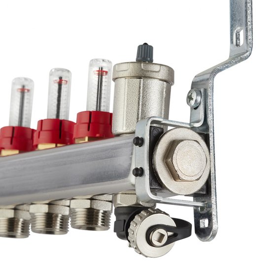 Коллекторная группа с расходомерами Tiemme 1 ВР(г) х 8 выходов 3/4 НР(ш) ЕК х 1 ВР(г)