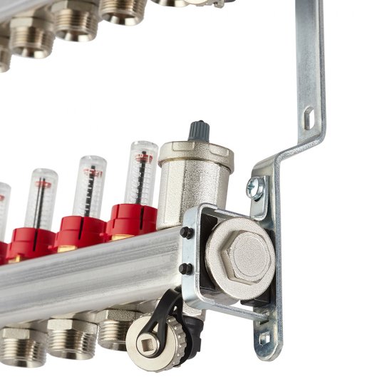 Коллекторная группа с расходомерами Tiemme 1 ВР(г) х 9 выходов 3/4 НР(ш) ЕК х 1 ВР(г)