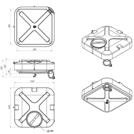 Бак для душа с подогревом 200 л Rostok с лейкой