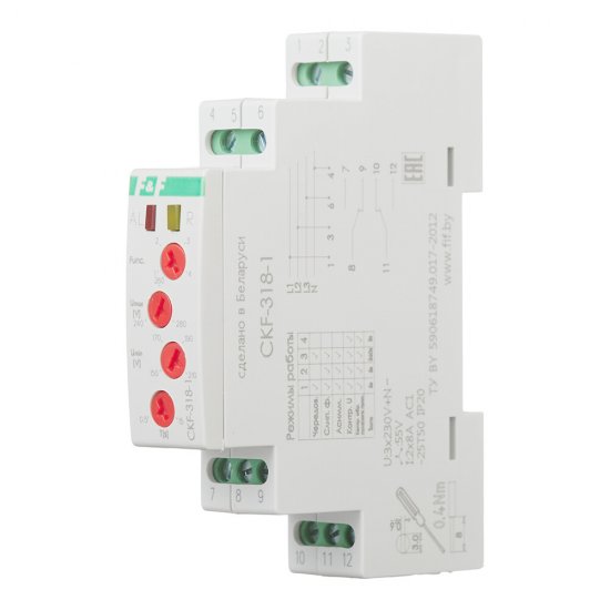 Реле модульное F&F CKF-318-1 (EA04.002.007) 3х230 В 16 А тип AC 9P+N