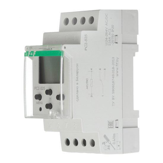 Реле времени модульное F&F PCZ-525 230 В 16 А тип AC/DC 1НО+1НЗ (EA02.002.005)