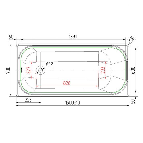 Ванна чугунная Lavelly Voda 150х70 см без ножек