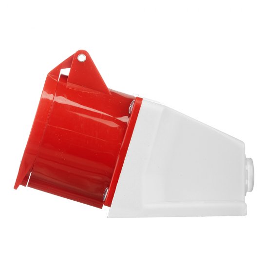 Розетка силовая угловая настенная КЭАЗ с заземлением 3Р+РЕ+N 32 А 380 В IP44 красная (222757)