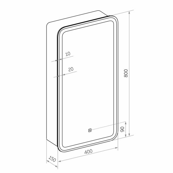 Зеркальный шкаф Continent Elliott 40х80х15 см с подсветкой правый белый