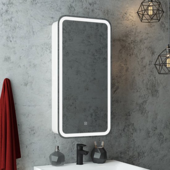 Зеркальный шкаф Continent Elliott 40х80х15 см с подсветкой правый белый