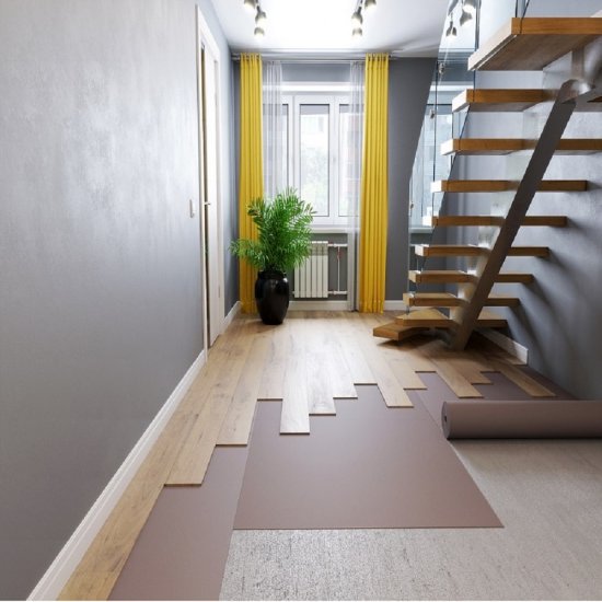 Подложка под кварцвиниловую плитку 1,5 мм 1,2х10 м EVA Pavitec Pro LVT Plus 12 кв.м сверхплотная