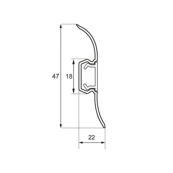 Плинтус ПВХ напольный Winart 47 мм королевский белый 2500 мм S-профиль с кабель-каналом