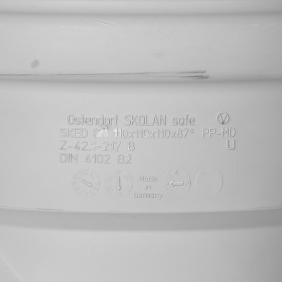 Крестовина Ostendorf SKED d110х110х110 мм 87° пластиковая бесшумная для внутренней канализации (335910)