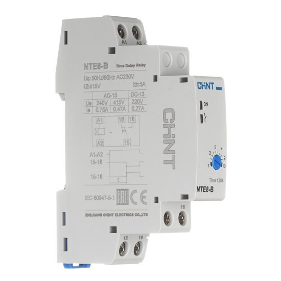 Реле времени модульное Chint NTE8 (258459) T1-T2 250 В 5 А тип AC 1P
