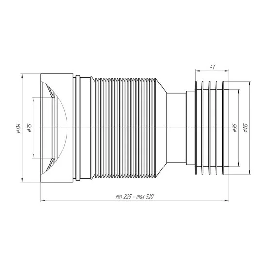 Слив для унитаза АНИ пласт d110 мм пластиковый гофрированный для внутренней канализации (K828)