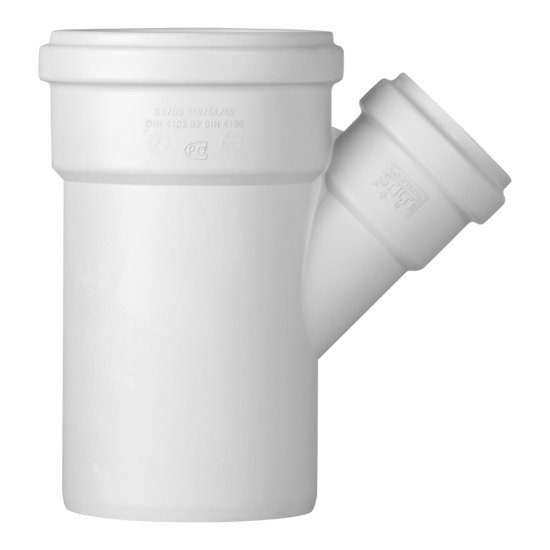 Тройник Pro Aqua Stilte Plus d110х58 мм 45° пластиковый шумопоглощающий для внутренней канализации