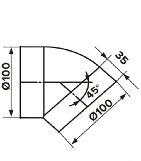 Колено для круглых воздуховодов ERA пластиковое d100 мм 45°