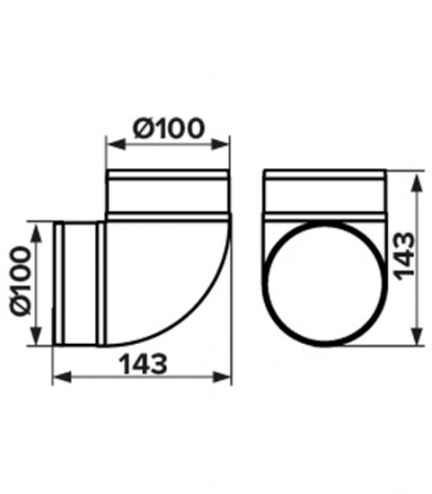 Колено для круглых воздуховодов ERA пластиковое d100 мм 90°