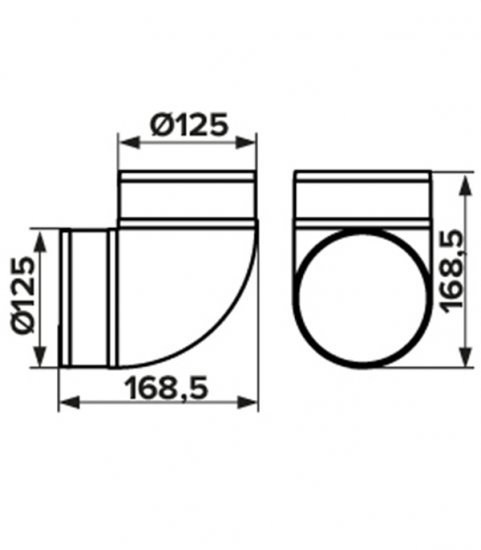 Колено для круглых воздуховодов Era пластиковое d125 мм 90°