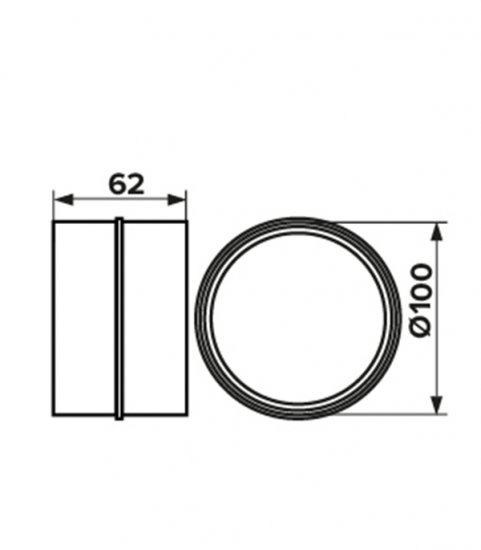 Соединитель для круглых воздуховодов ERA с обратным клапаном пластиковый d100 мм