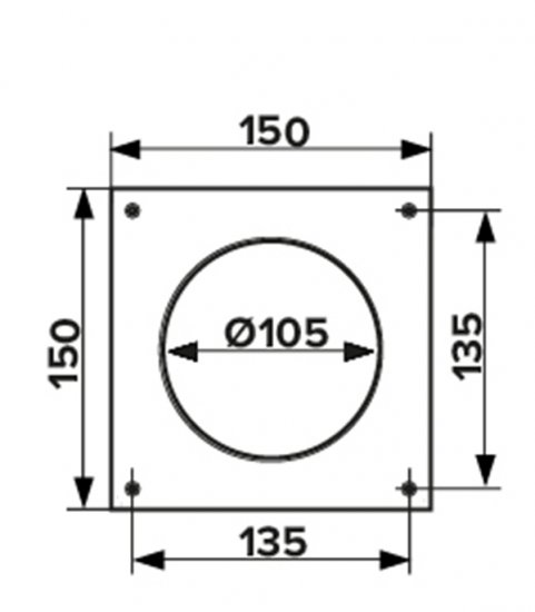 Накладка для круглых воздуховодов настенная Era пластиковая 150х150 мм d100 мм