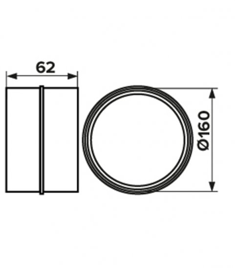 Соединитель для круглых воздуховодов ERA пластиковый d160 мм