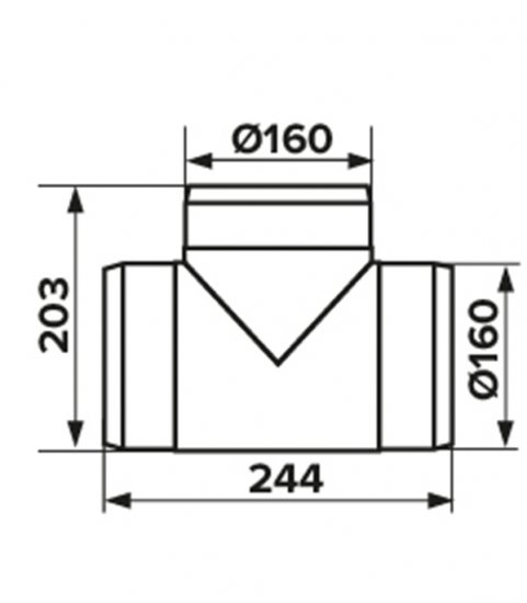 Тройник для круглых воздуховодов ERA пластиковый d160 мм 90°