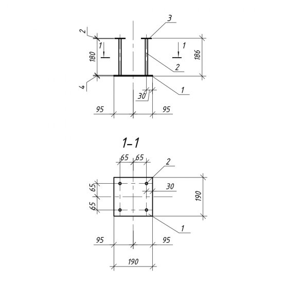 Закладная под бетонирование 190х190х186 мм