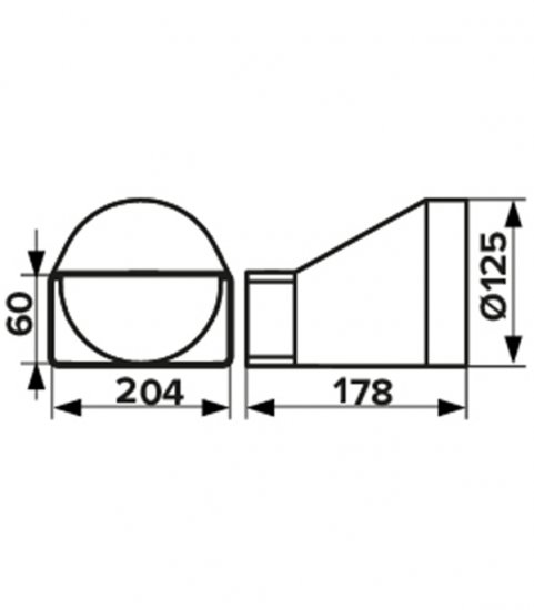 Соединитель эксцентриковый пластиковый для плоских воздуховодов 60х204 мм с круглыми d125 мм