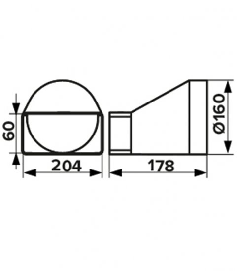 Соединитель эксцентриковый пластиковый для плоских воздуховодов 60х204 мм с круглыми d160 мм