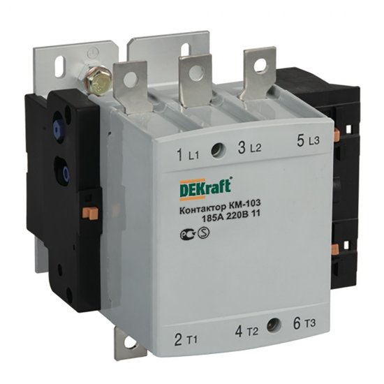 Контактор модульный Dekraft КМ-103 (22158DEK) 220-230 В 265 А тип AC 1НО+1НЗ