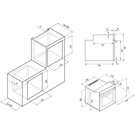 Духовой шкаф электрический встраиваемый Krona Corrente 45 WH 447 мм белый