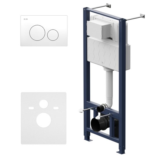 Инсталляция AM.PM Pro L для подвесного унитаза с кнопкой белой со звукоизоляцией (I012704.9001)