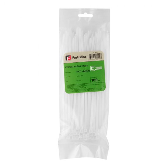 Стяжка кабельная Fortisflex КСС 200х3,6 мм нейлонoвая белая (100 шт.) (49397)