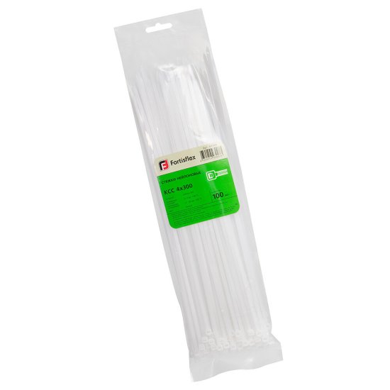 Стяжка кабельная Fortisflex КСС 300х3,6 мм нейлонoвая белая (100 шт.) (49399)