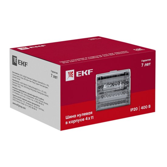 Шина нулевая EKF PROxima 4х11 отверстий в корпусе (sn0-4х11)